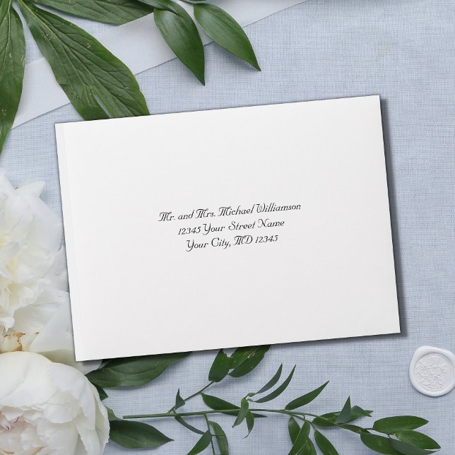 Black White Traditional Formal Wedding RSVP Envelo Envelope (Creator Uploaded)