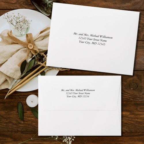 Black White Traditional Formal Wedding RSVP  Envelope