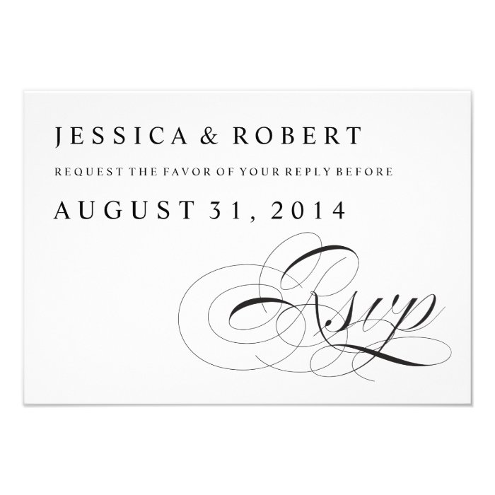 Black & White Traditional Wedding RSVP Card