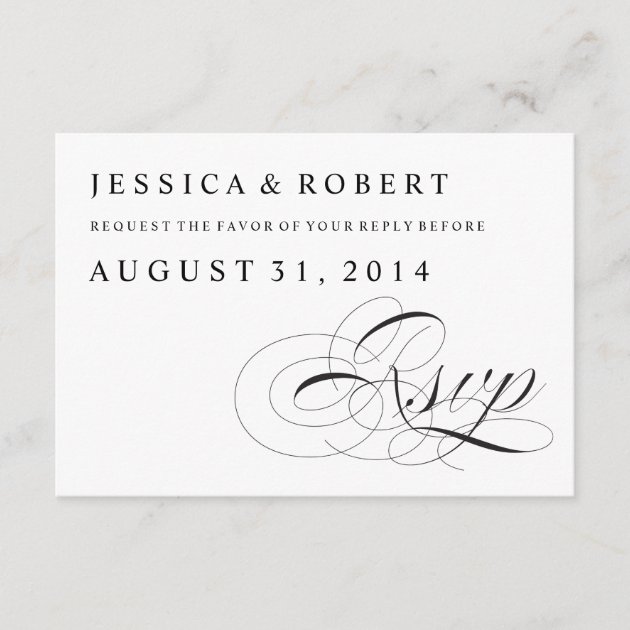 Black & White Traditional Wedding RSVP Card