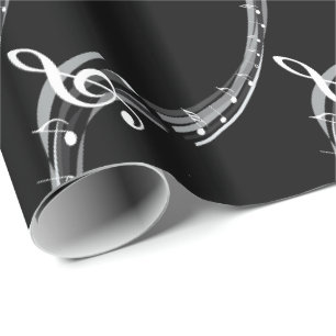 Black & White Treble Clef Wrapping Paper