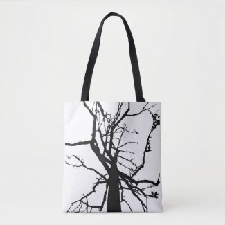 Black White Tree Branches Abstract Tote Bag