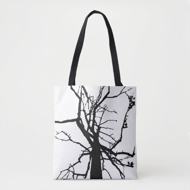 Black White Tree Branches Abstract Tote Bag (Front)