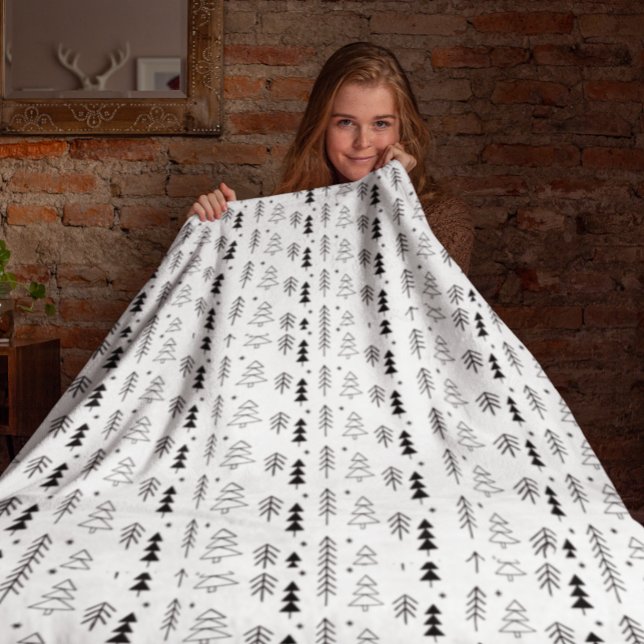 Black White Tree Christmas Holiday     Fleece Blanket (Creator Uploaded)