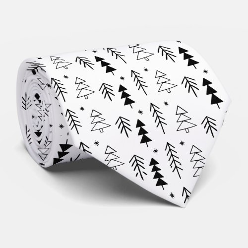Black White Tree Christmas Holiday     Neck Tie