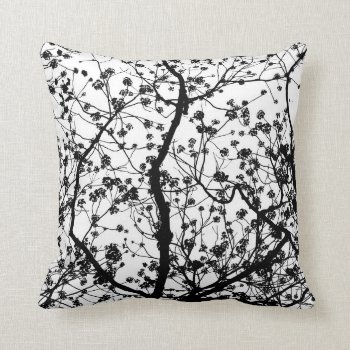 Black & White Tree Pattern Throw Pillow by Botuqueandco at Zazzle