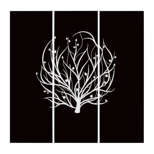Black  White Tree Queen of Spade Triptych