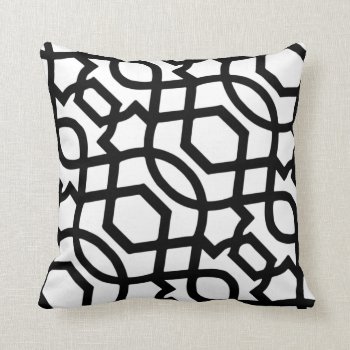 Black & White Trellis Print Throw Pillow by StyledbySeb at Zazzle