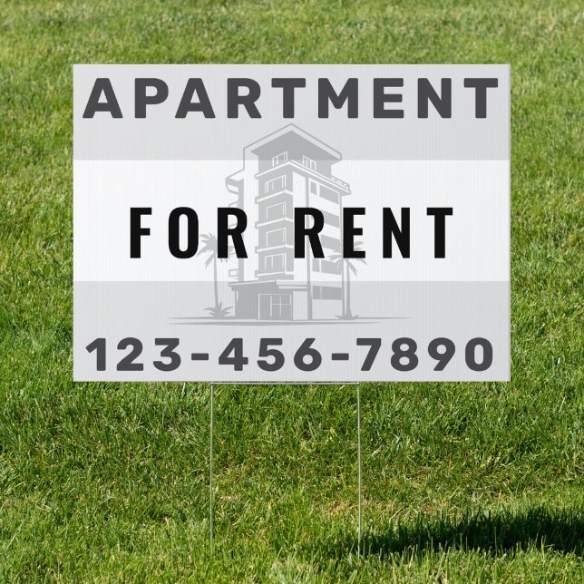 Black White Trendy Apartment Condo For Rent Yard Sign (Creator Uploaded)