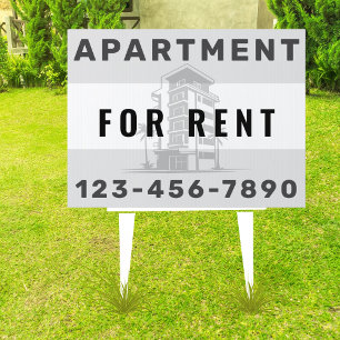 Black White Trendy Apartment Condo For Rent Yard Sign