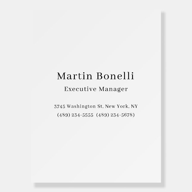 Black & White Trendy Minimal Plain Simple Foam Board (Front)