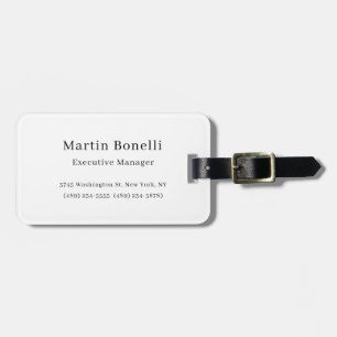 Black & White Trendy Minimal Plain Simple Luggage Tag