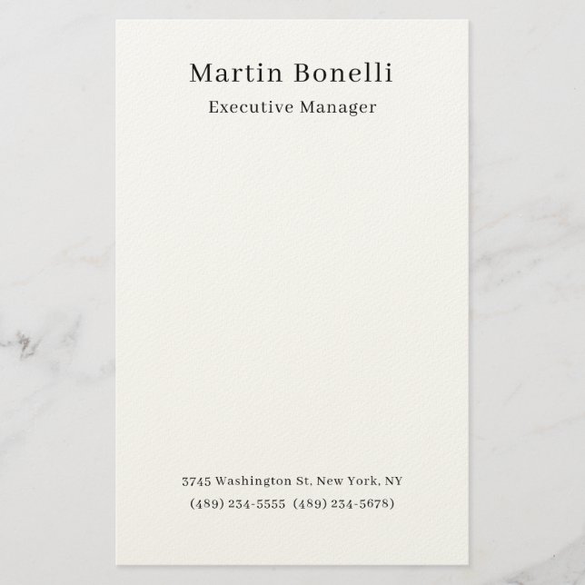 Black & White Trendy Minimal Plain Simple Stationery (Front)