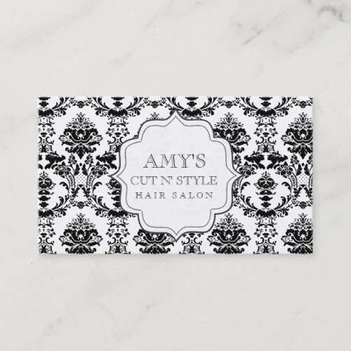 Black White Trendy Modern Hair Stylist Salon Cards Business Card