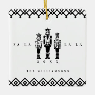 Black & White Trendy Nutcracker Photo Christmas Ceramic Ornament