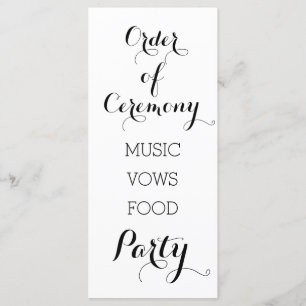 Black & white trendy order of ceremony program