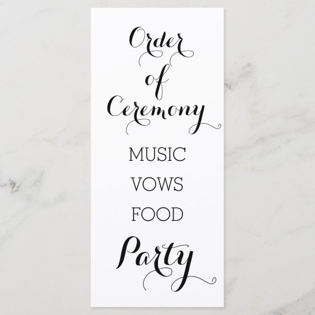 Black & white trendy order of ceremony program (Front)