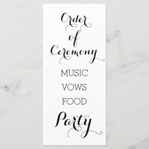 Black  white trendy order of ceremony program