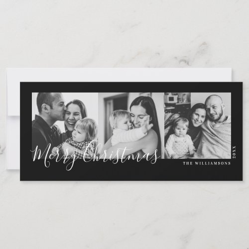 Black  White Trendy Pattern Multi Photo Christmas