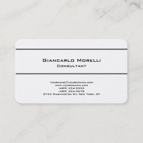 Black  White Trendy Plain Stylish Simple Business Card