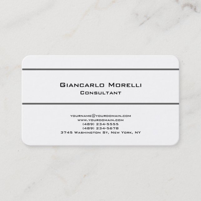 Black & White Trendy Plain Stylish Simple Business Card (Front)