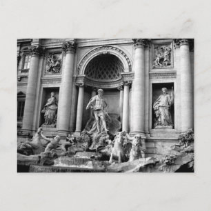Black White Trevi Fountain Rome Travel Photography Holiday Postcard
