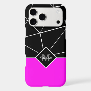 Black white triangle geometry neon pink Monogram iPhone 17 Pro Max Case
