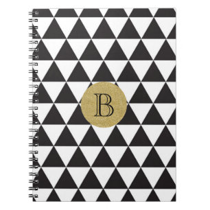 Black & White Triangles & Gold Glamor Chic Notebook
