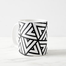 Black White Triangles Hexagons Monochrome Pattern