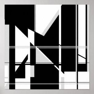 Black White Triangles in Abstract Labyrinth Design Poster