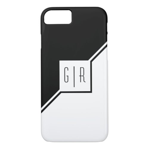 Black white triangles monogram modern geometric iPhone 87 case