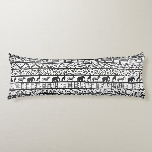 Black White Tribal African Pattern Body Pillow