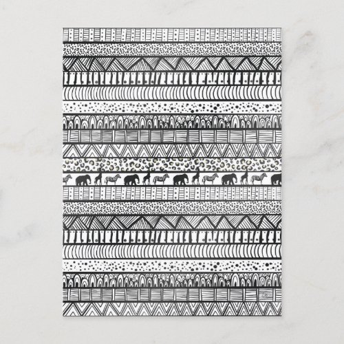 Black White Tribal African Pattern Holiday Postcard