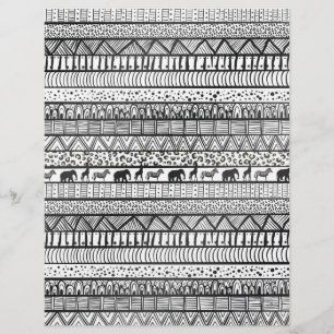 Black White Tribal African Pattern Letterhead