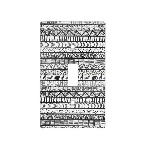 Black White Tribal African Pattern Light Switch Cover