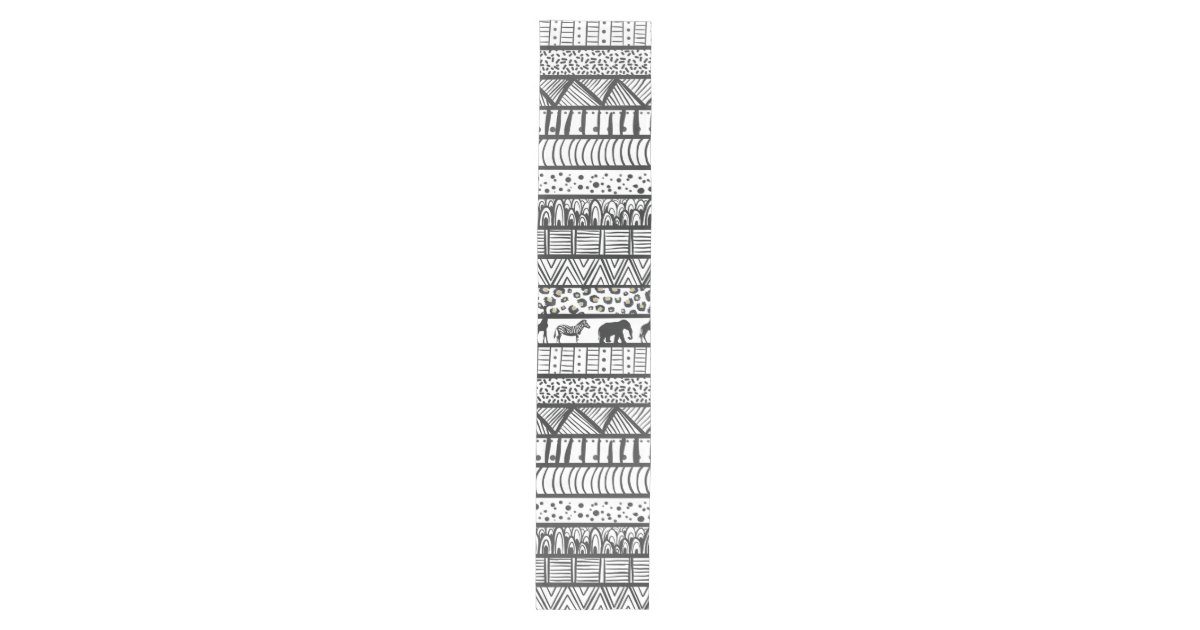 Black White Tribal African Pattern Medium Table Runner | Zazzle