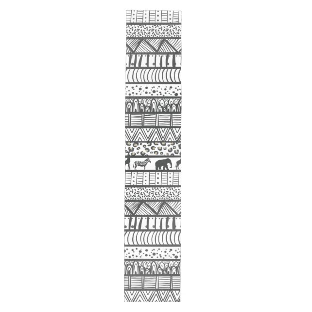 Black White Tribal African Pattern Medium Table Runner (Front)