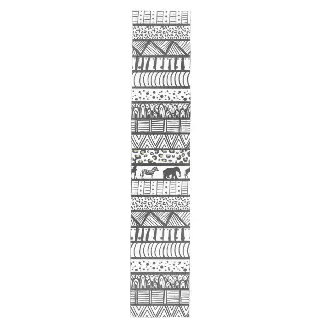 Black White Tribal African Pattern Medium Table Runner | Zazzle