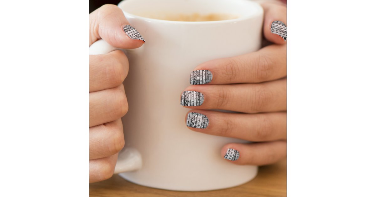 black and white tribal nails