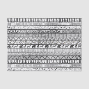 Black White Tribal African Pattern Tissue Paper