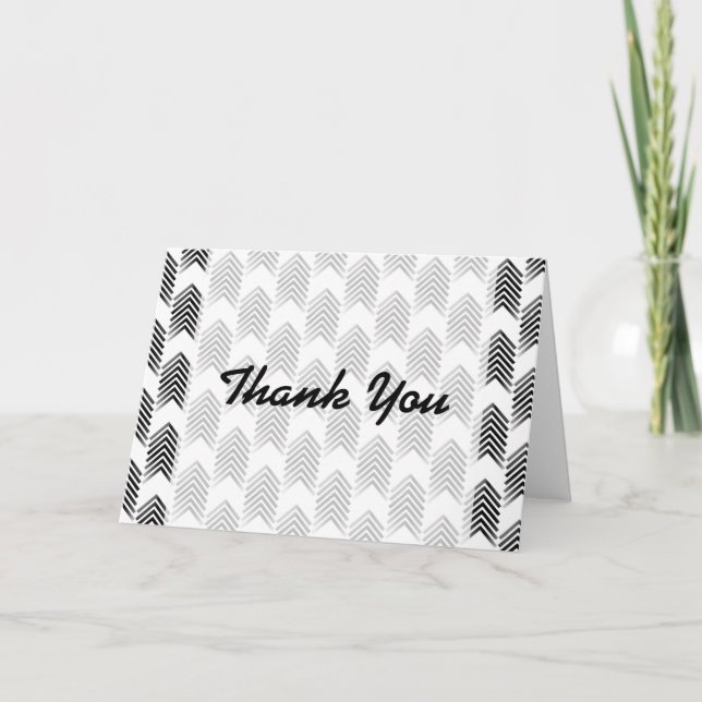 Black White Tribal Arrows Thank You Card (Front)