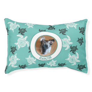 Black White Tribal Art Sea Turtles Custom Photo Pet Bed