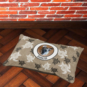 Black White Tribal Art Sea Turtles Custom Photo Pet Bed