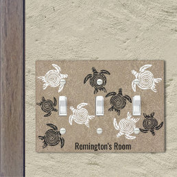 Black White Tribal Art Sea Turtles On Sand Custom Light Switch Cover