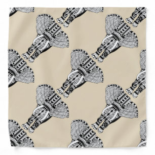 Black & White Tribal Bohemian Elephant Bandana