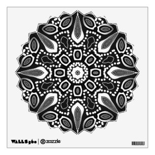 Black White Tribal Dotwork Geometry Mandala Wall Decal
