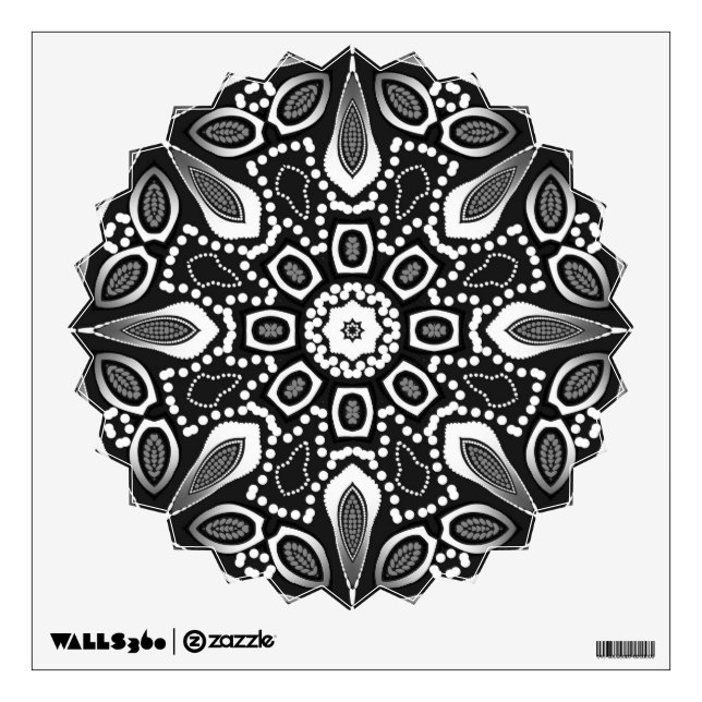 Black White Tribal Dotwork Geometry Mandala Wall Decal (Front)