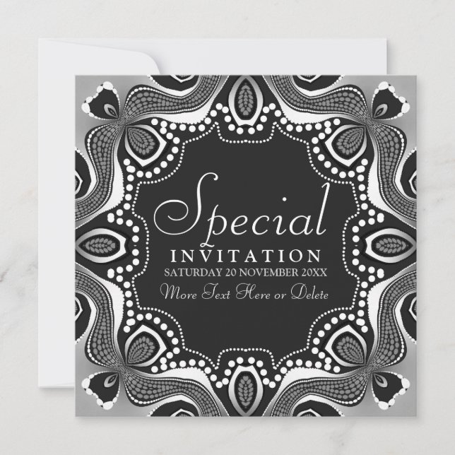 Black White Tribal Goddess Art Party Invitation (Front)