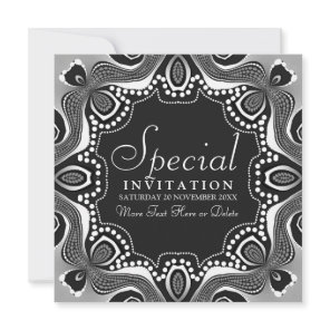 Black White Tribal Goddess Art Party Invitation