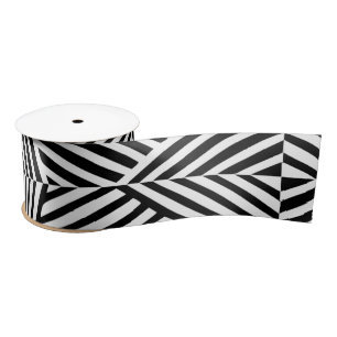 Black White Tribal Lines African Satin Ribbon